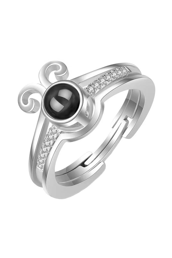 Men Women's Stainless Steel Sun Wukong Ring Creative Projection 2-in-1 Adjustalbe Jewelry Silver Adjustable