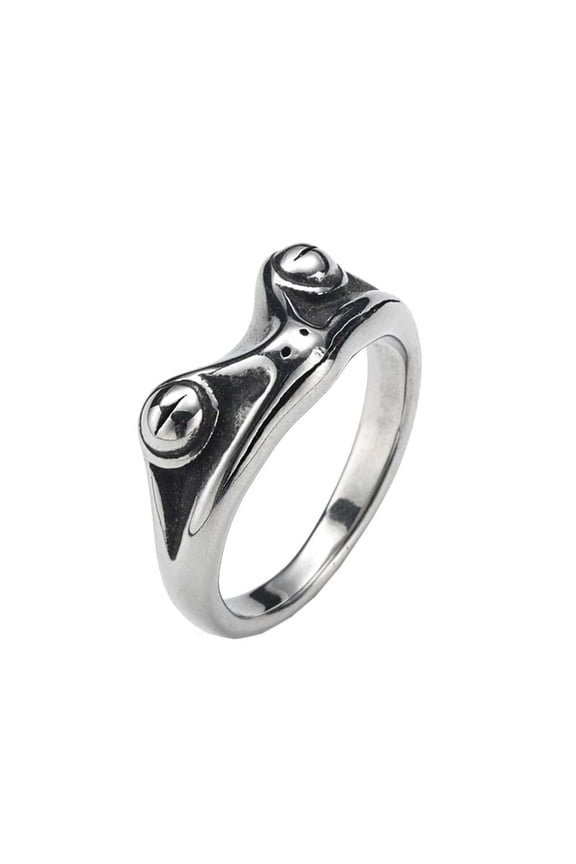 Men Women's Stainless Steel Vintage Cute Frog Ring Personalized Fashion Party Jewelry Silver Size 10