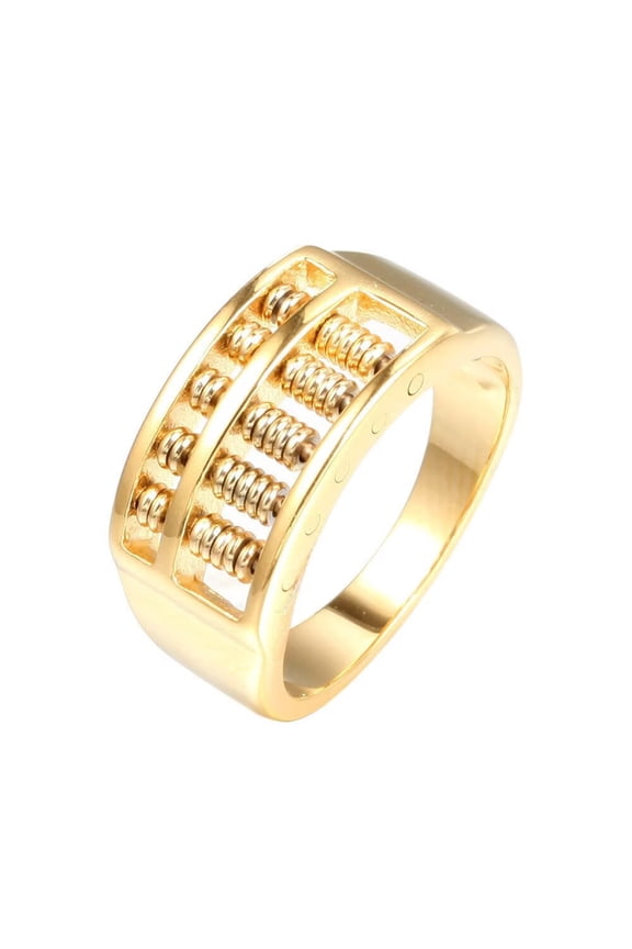 Men Women's Titanium Steel Ring Abacus Bead Symbol Fortune Gold Size 12