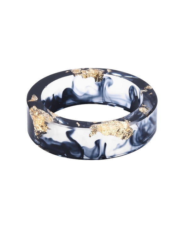 Men Women's Transparent Resin Ring Simple Forest Series Candy Color Wedding Band Black Size 9