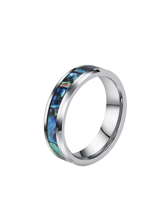Men Women's Ring Vintage Ring Band 6mm Silver-Plated Size 9