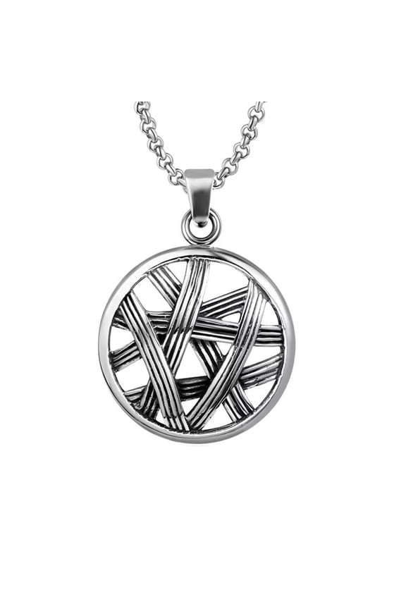 Men Women's Weave Pendant Necklace Stainless Steel Retro Link Chain Jewelry