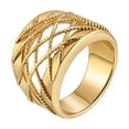 thumbnail image 1 of HIJONES Men Women's Woven Mesh Ring Vintage Personalized Stainless Steel Hip Hop Ring Band Finger Jewelry Gold Size 10, 1 of 6