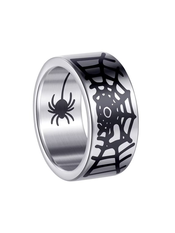Men's Spider Web Ring Band Stainless Steel Personalized Jewelry Silver Size 8