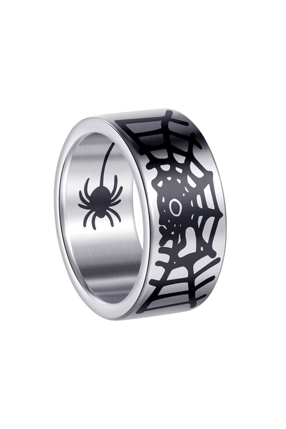 Men's Spider Web Ring Band Stainless Steel Personalized Jewelry Silver Size 8