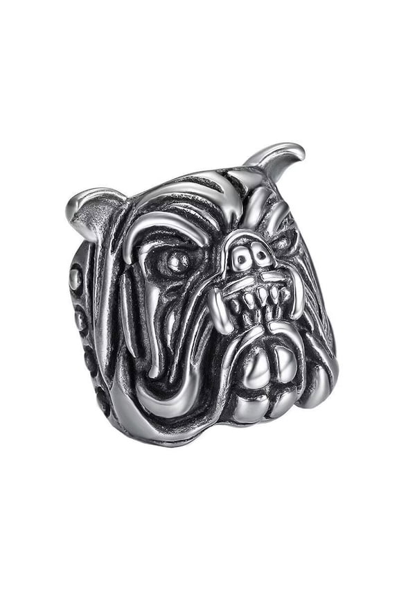 Men's Angry Dog Rings Stainless Steel Vintage Punk Gothic Cool Animal Jewelry Size 10