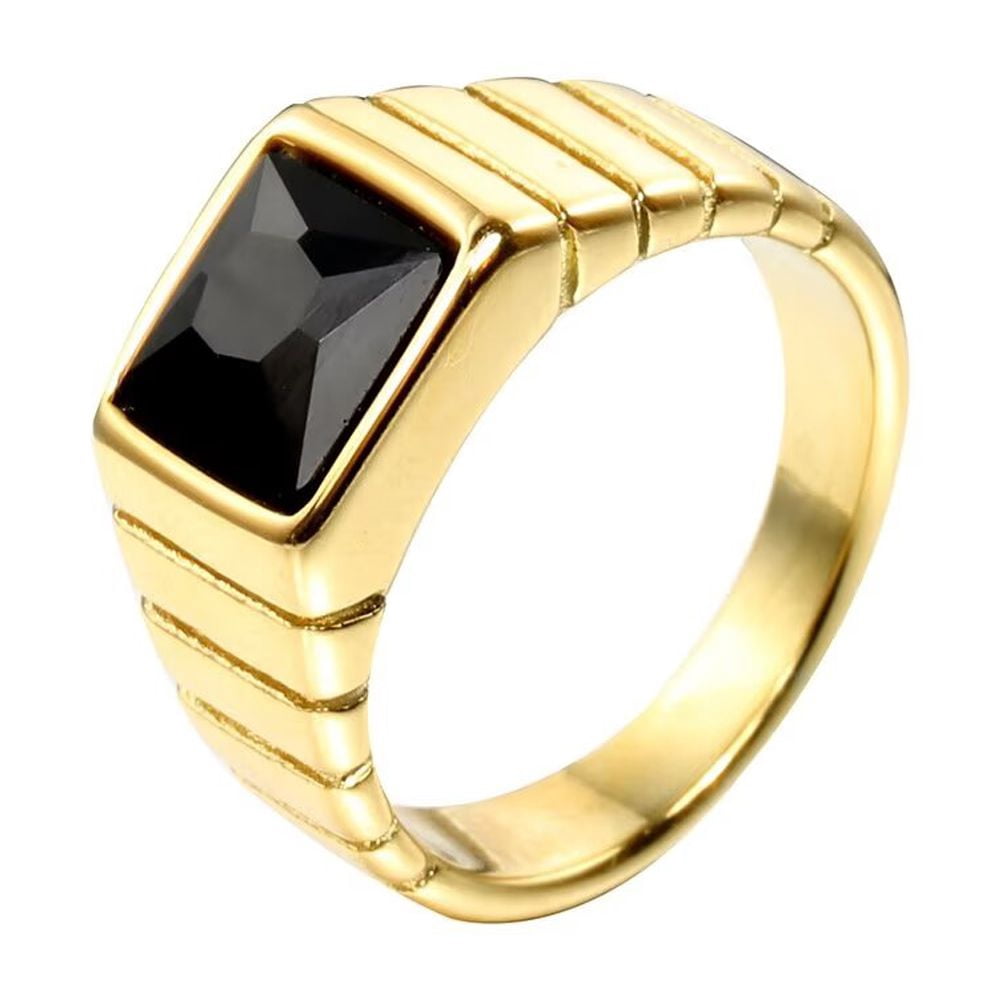 Anello Uomo HIJONES Numero 13 – Acciaio Inossidabile – Colore Oro Nero – Larghezza 25 Mm – Massiccio E Lucidato