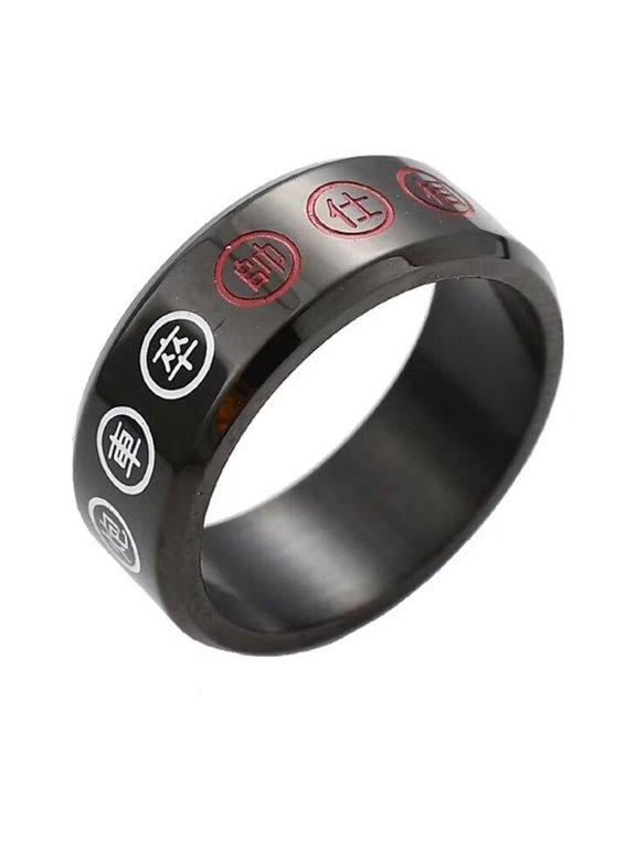 Men's Chinese Chess Ring Stainless Steel Chess Player Vintage Personalized Band Rings Jewelry Black Size 10