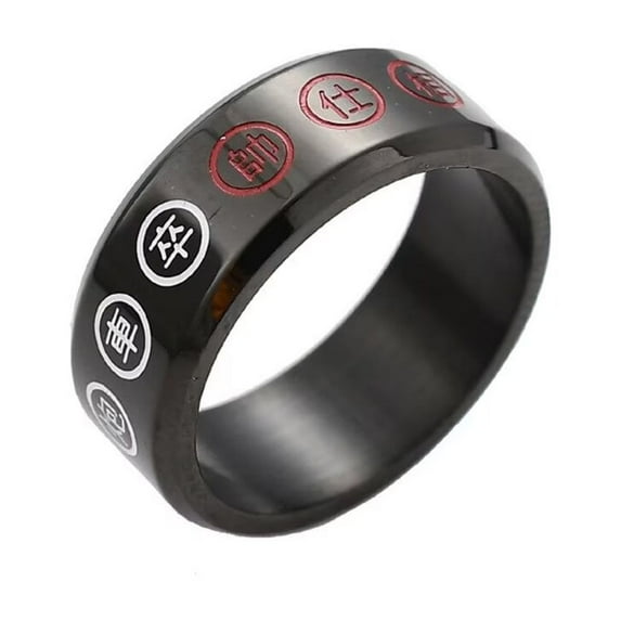 HIJONES Men's Chinese Chess Ring Stainless Steel Chess Player Vintage Personalized Band Rings Jewelry Black Size 6