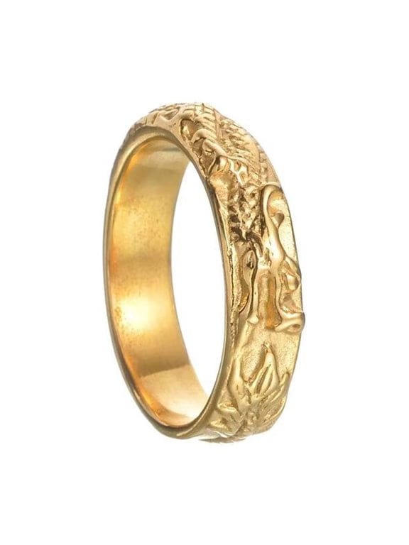 Men's Chinese Dragon Rings Stainless Steel Vintage Punk Gothic Cool Animal Jewelry Gold Size 12