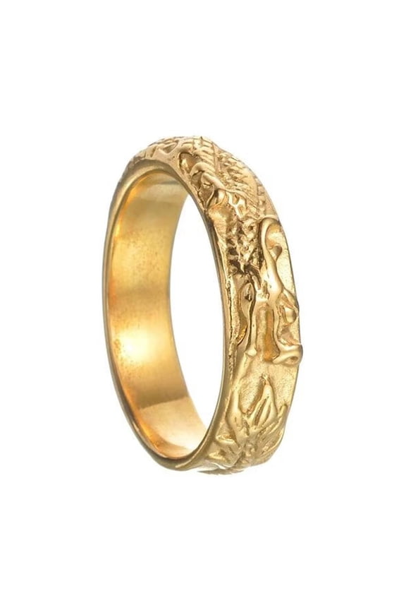 Men's Chinese Dragon Rings Stainless Steel Vintage Punk Gothic Cool Animal Jewelry Gold Size 9