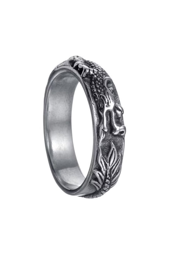 Men's Chinese Dragon Rings Stainless Steel Vintage Punk Gothic Cool Animal Jewelry Silver Size 13