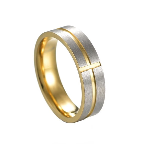 HIJONES Men's Cross Ring Stainless Steel Stress Personality Jewelry Gold Size 9