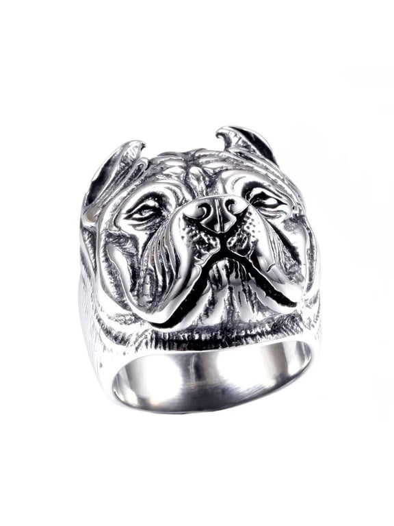 Men's Dog Rings Stainless Steel Vintage Punk Gothic Cool Animal Jewelry Size 11