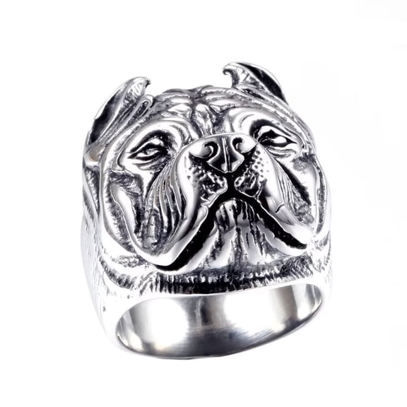 HIJONES Men's Dog Rings Stainless Steel Vintage Punk Gothic Cool Animal Jewelry Size 13
