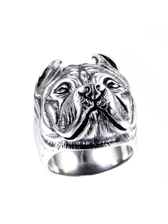 Men's Dog Rings Stainless Steel Vintage Punk Gothic Cool Animal Jewelry Size 8