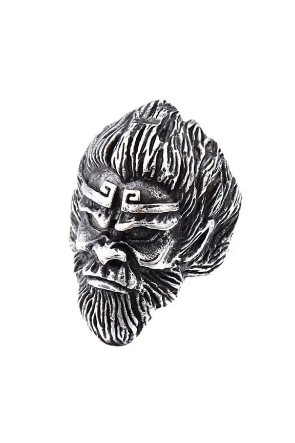 Men's Monkey Head Sun Wukong Ring Stainless Steel Vintage Hip Hop Ring Band Finger Jewelry Size 11
