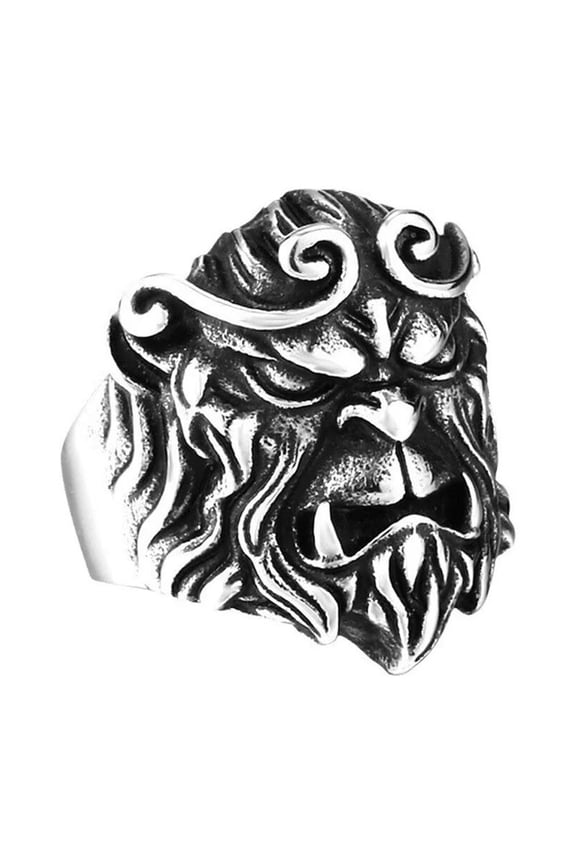 Men's Monkey Sun Wukong Ring Stainless Steel Vintage Hip Hop Ring Band Finger Jewelry Silver Size 9