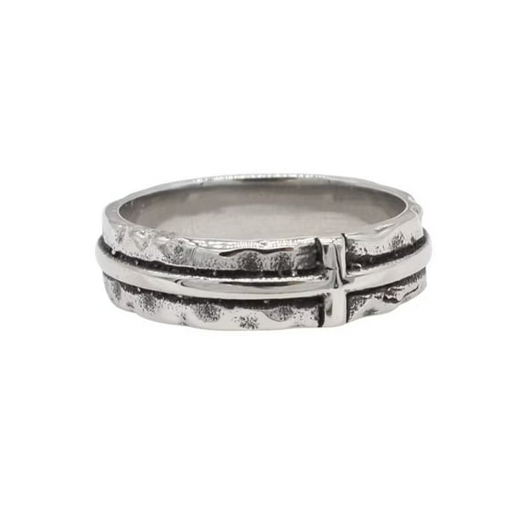 HIJONES Men's Personalized Vintage Cross Ring Band Stainless Steel Retro Hip Hop Jewelry Silver Size 10