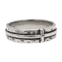 HIJONES Men's Personalized Vintage Cross Ring Band Stainless Steel Retro Hip Hop Jewelry Silver Size 9