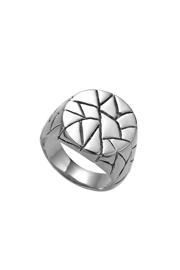 Men's Round Irregular Crack Ring Stainless Steel Hip Hop Stone Cracks Wide Ring Band Finger Jewelry Silver Size 12