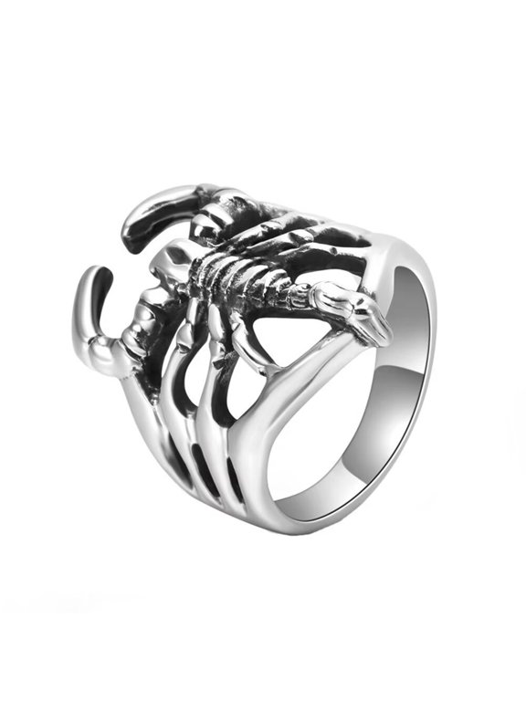 Men's Scorpion Punk Ring Stainless Steel Hip Hop Finger Band Rings Size 11