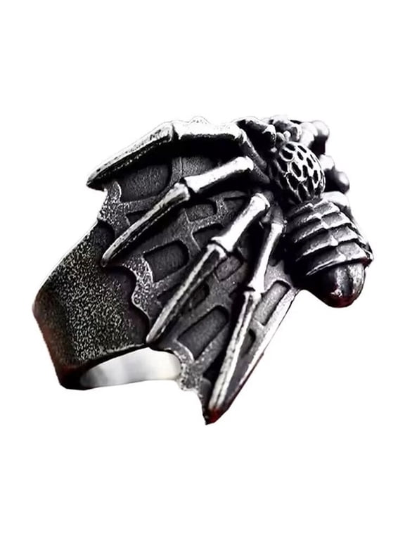 Men's Spider Web Ring Stainless Steel Vintage Hip Hop Ring Band Finger Jewelry Size 9