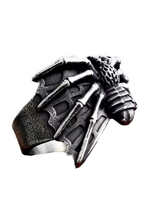 Men's Spider Web Ring Stainless Steel Vintage Hip Hop Ring Band Finger Jewelry Size 9