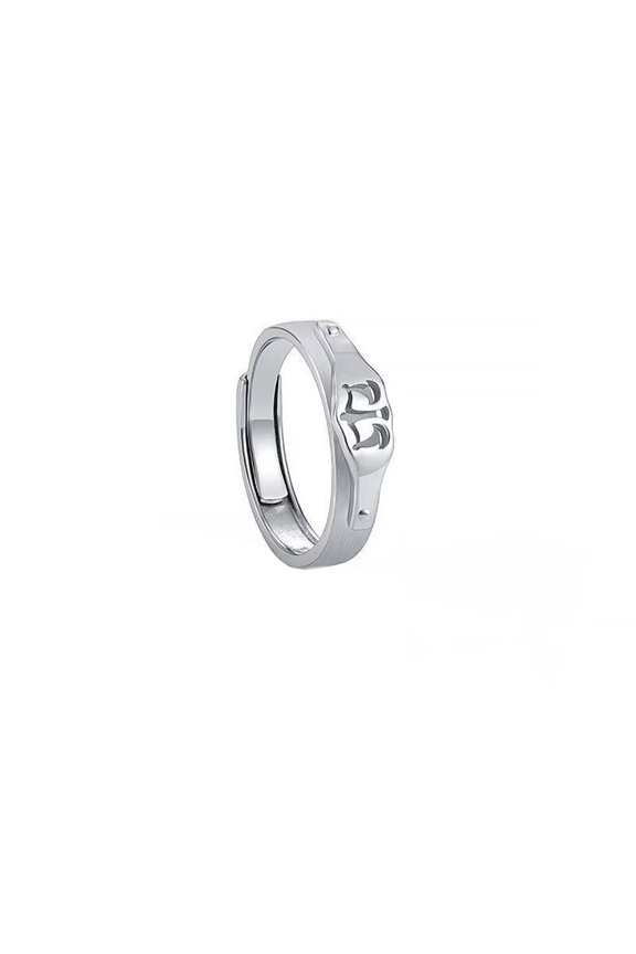Men's Stainless Steel 12 Celestial Sign Constellation Delicate Thin Rings Stack Gifts for Birthday Open Rings Silver Libra Adjustable
