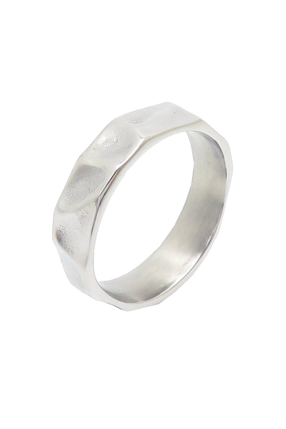 Men's Stainless Steel 5MM Irregular Grid Statement Band Minimalist Wedding Ring Silver Size 11