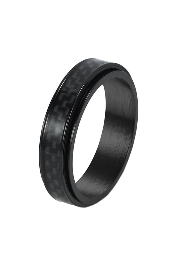 Men's Stainless Steel 6MM 8MM Carbon Fiber Inlay Rotatable Band Worry Wedding Rings 6MM Gold Size 9