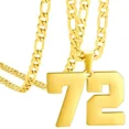 thumbnail image 1 of HIJONES Men's Stainless Steel Athletes Number 00-99 Necklaces Sport Pendant Chain Baseball/Basketball/Football Team Inspiration Jewelry Gold Number 72, 1 of 6