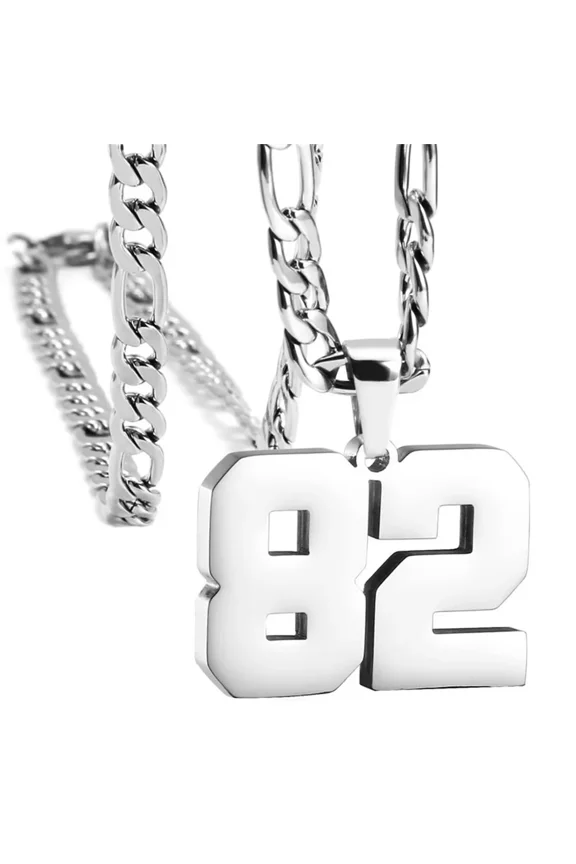 Men's Stainless Steel Athletes Number Necklaces Gold Number Silver Number 82