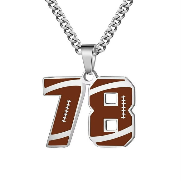 Men's Stainless Steel Athletes Number 00-99 Necklaces Sport Pendant Chain Football Team Inspiration Jewelry Number 78