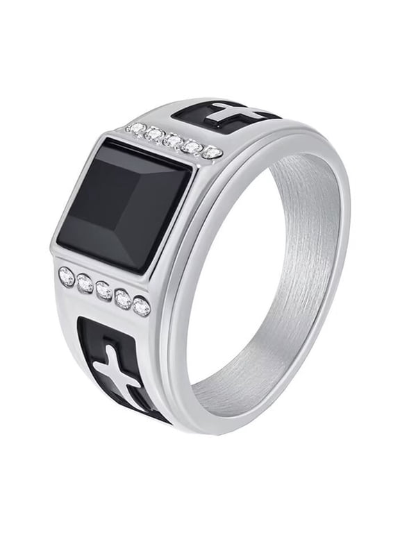 Women Men's Cross Ring Band Stainless Steel Vintage Hip Hop Jewelry Silver Plated Size 12