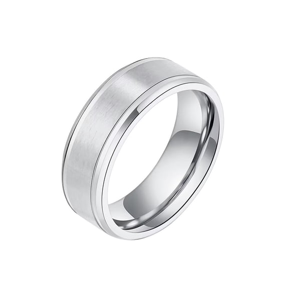 HIJONES Men's Stainless Steel Brushed Matte Ring 8mm Wedding Band Comfort Fit Silver Size 7