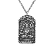 HIJONES Mens Stainless Steel Buddha Square Pendant Necklace Bodhisattva Jewelry Manjusri&nbsp;Buddha