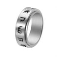 thumbnail image 1 of HIJONES Men's Stainless Steel Chinese 6 Words of Truth Hollow Turnable Ring 8MM Relieving Stress Anxiety Jewelry Silver Size 6, 1 of 5
