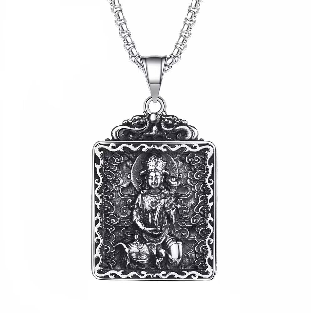 HIJONES Men's Stainless Steel Chinese Zodiac Buddha Pendant Necklace ...