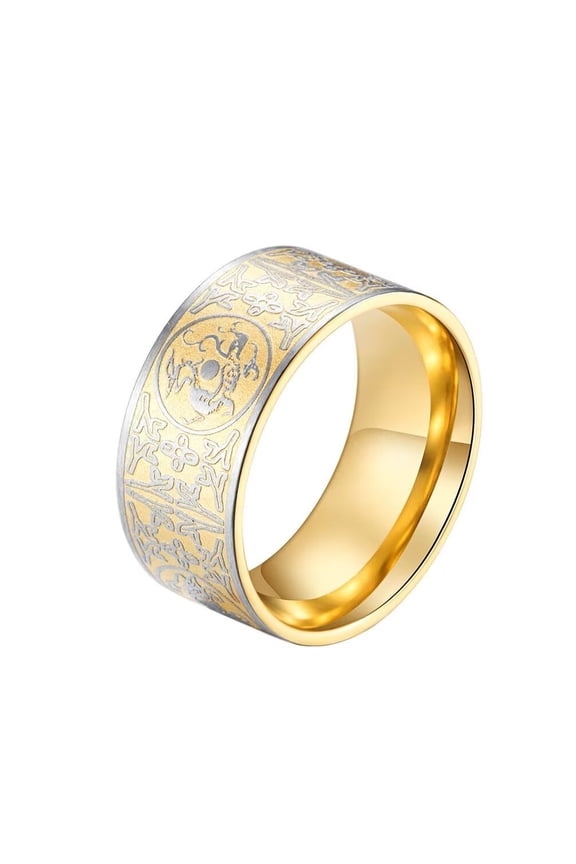Men's Stainless Steel Dragon Ring Cool Ancient Guardian Beast Goth Rings Band White Tiger, Suzaku, Basalt Gold Size 11