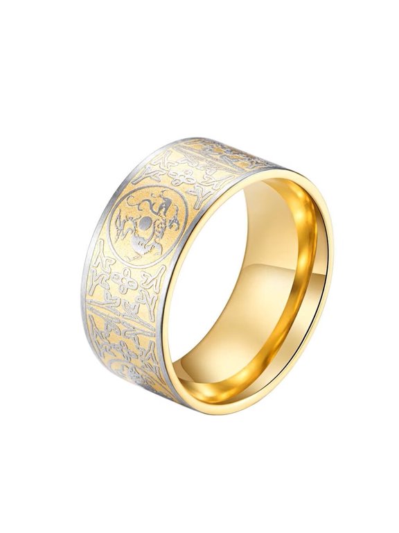 Men's Stainless Steel Dragon Ring Cool Ancient Guardian Beast Goth Rings Band White Tiger, Suzaku, Basalt Gold Size 13