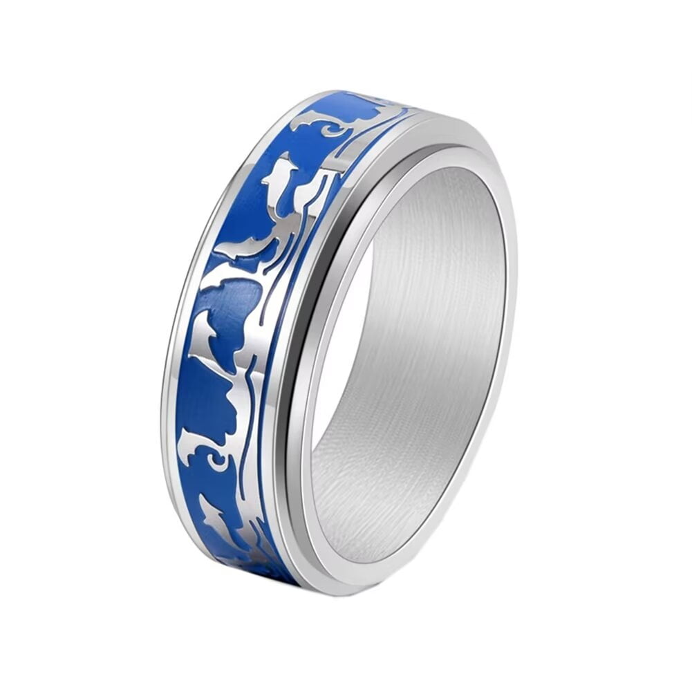 HIJONES Men's Stainless Steel Spinner Ring – Rotatable Chain Design For Anxiety & Stress Relief - View #9