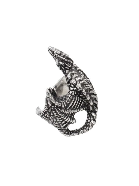 Men's Stainless Steel Gothic Crocodiles Engraved Rings Punk Alligators Animal Biker Band Silver Size 8