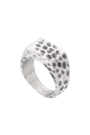 Men's Stainless Steel Hammered Surface Ring Classic Simple Signet Style Pinky Finger Statement Rings Rectangular Silver Size 10