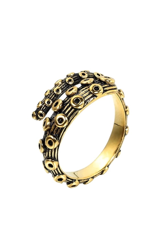 Men's Stainless Steel Hip Hop Octopus Tentacles Ring Opening Ring Cute Sea Animal Jewelry Black Gold Size 7