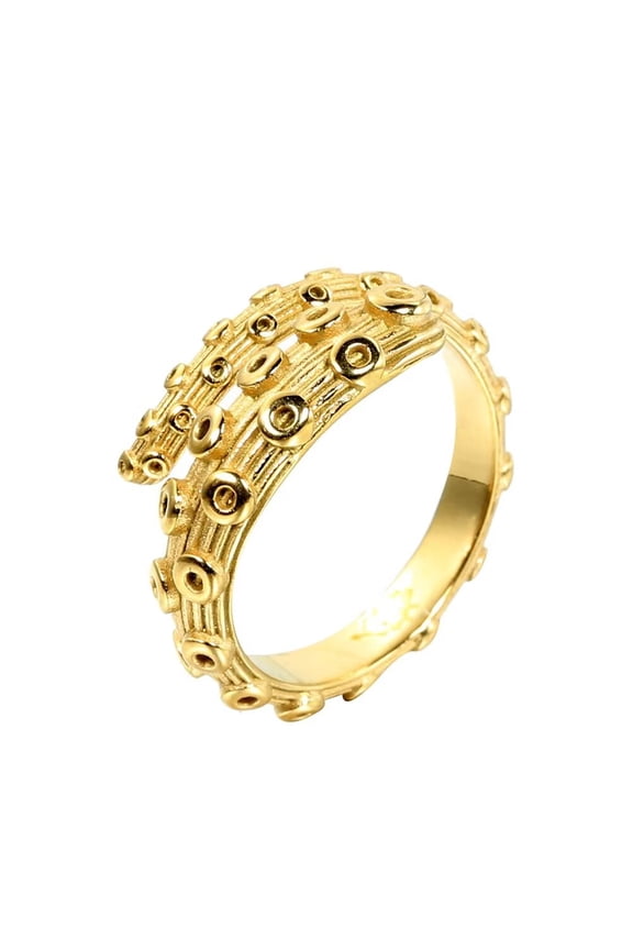 Men's Stainless Steel Hip Hop Octopus Tentacles Ring Opening Ring Cute Sea Animal Jewelry Gold Size 8