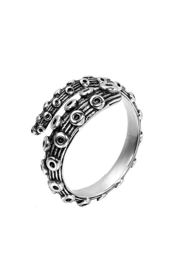 Men's Stainless Steel Hip Hop Octopus Tentacles Ring Opening Ring Cute Sea Animal Jewelry Silver Size 8