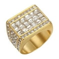thumbnail image 1 of HIJONES Men's Stainless Steel Minimalist Square Cut Cubic Zirconia Engagement Rings Crystal Stone Punk Finger Jewellery Gold Size 11, 1 of 5