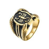 HIJONES Men's Stainless Steel Oval Retro Scorpion Style Ring Gothic Punk Personalized Comfort Fit Boyfriend Gold Size 9