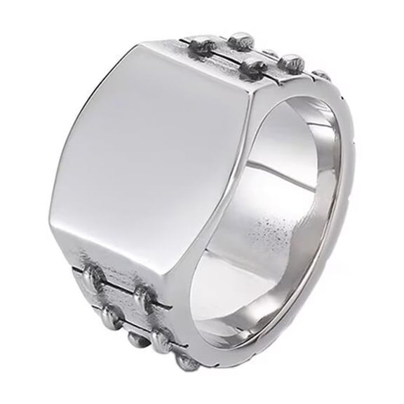 HIJONES Men's Stainless Steel Personalized Biker Ring Cool Party Dating Band for Men Silver 2 Size 10